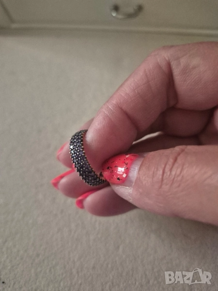 сребърен пръстен с аметисти, снимка 1