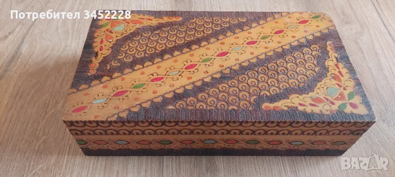 кутия дървена пирографирана , снимка 1