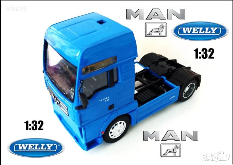 Метален Влекач MAN TG510A Welly Мащаб 1:32, снимка 1