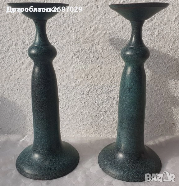  2 бр стари метални свещници, свещник, патина, свещници лофт, тамянник, антика , снимка 1