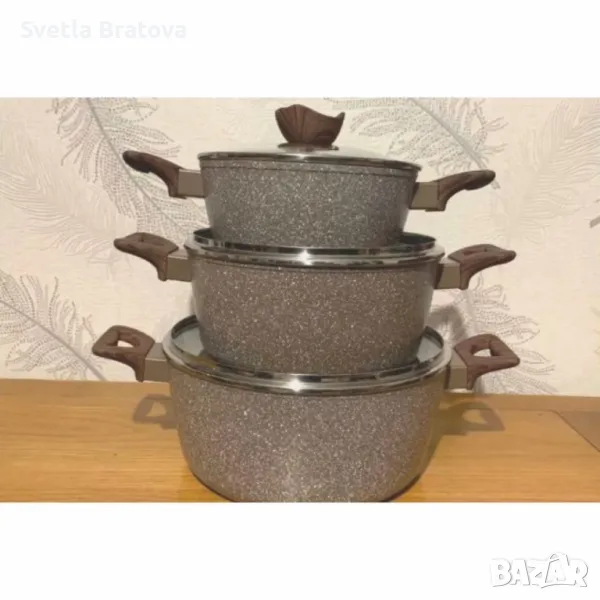 Комплект от 3 алуминиеви тенджери с капак, снимка 1