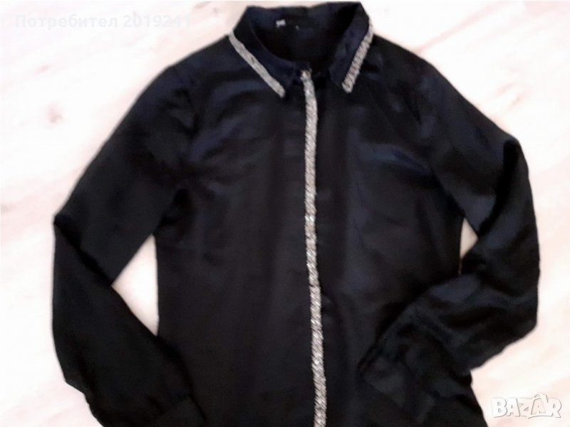 Черна риза с паети, снимка 1