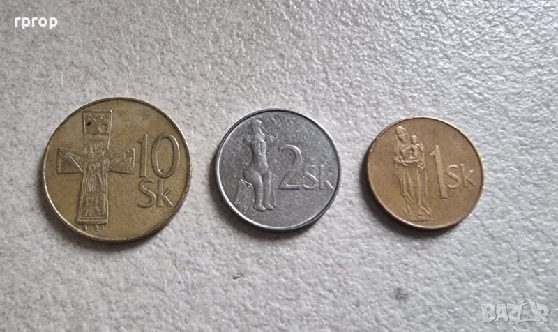 Монети. Словакия. Словашки крони .1, 2,  10 . 3 бр., снимка 1