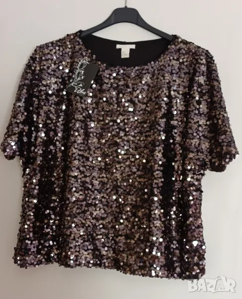 Официални и елегантни блестящи блузи с лоторки., снимка 1