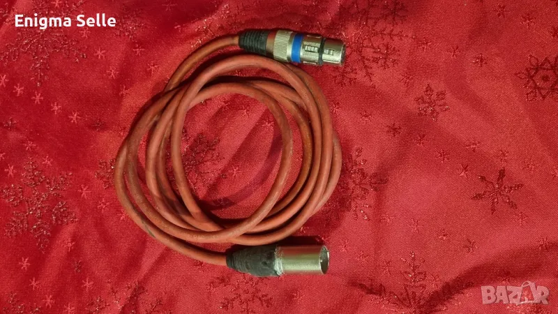 XLR към XLR кабел, 2 м, червен, снимка 1