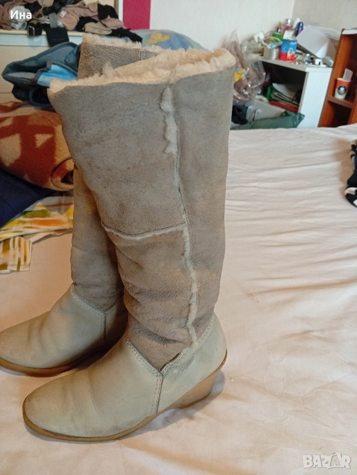 Д.ботуши агнешка кожа с вълна, снимка 1