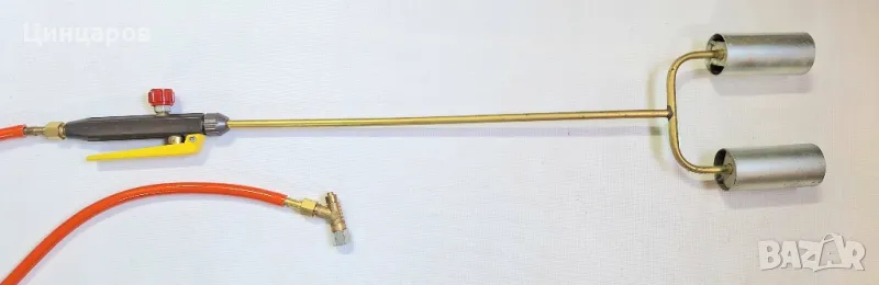 Горелка пропан-бутан с двойка дюзи,камбани,маркуч дължина 5м,защита стоп газ , снимка 1