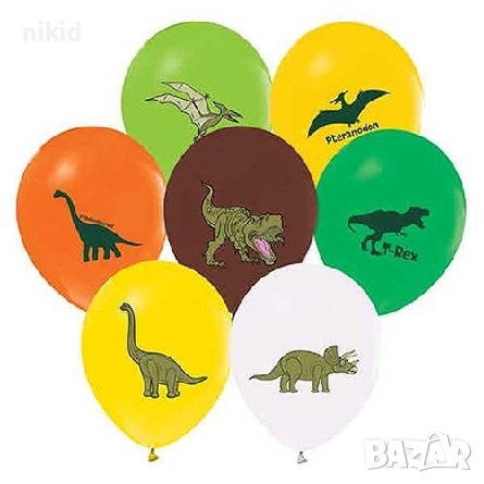 Динозавър Динозаври Джурасик Парк цветни Обикновен надуваем латекс латексов балон, снимка 1