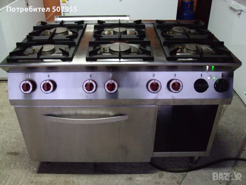 Професионална, газова печка с електрческа фурна BARTSCHER - 6 горелки, снимка 1