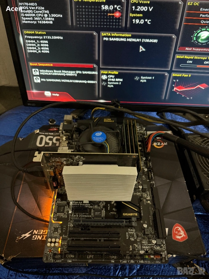 Дънна платка GIGABYTE H170-HD  DDR3 и  Процесор i5-6600K и рам 16gb, снимка 1