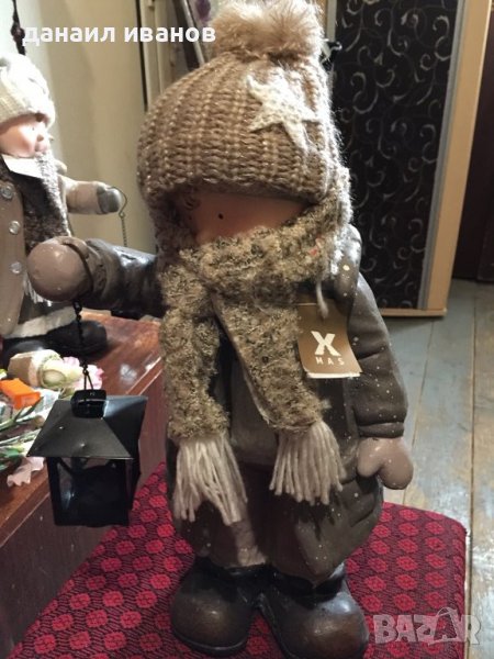 Фигура Момче с фенер за чаени свещи 26/43/16, снимка 1