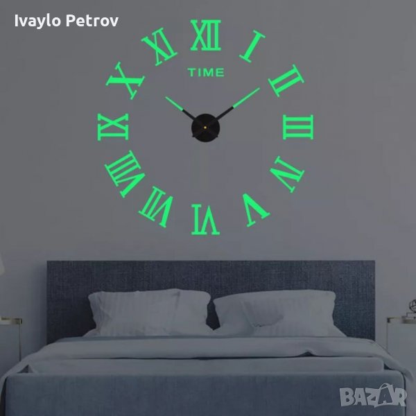 Луминисцентен стенен  часовник римски цифри, снимка 1