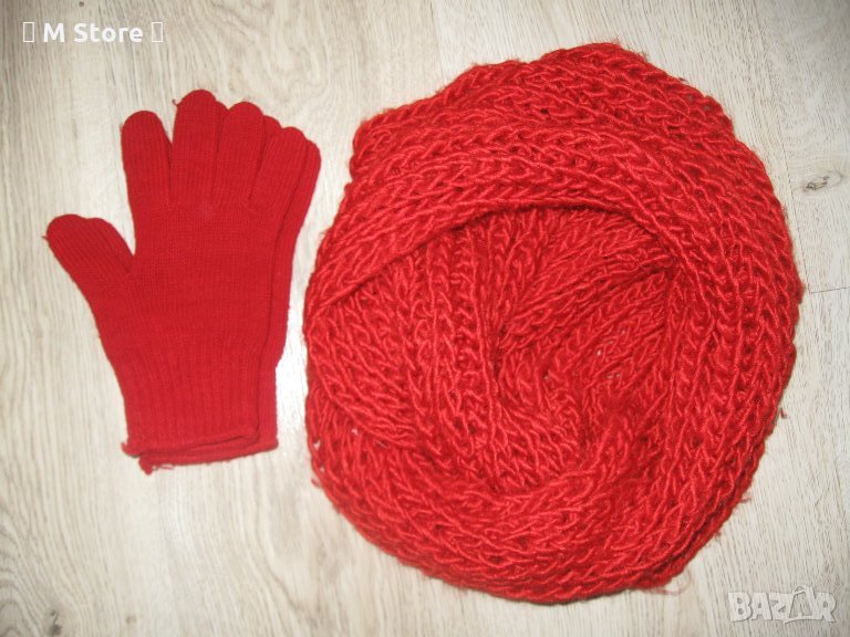 Плетен шал и ръкавици лот, снимка 1