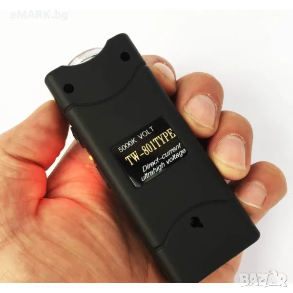 Мощен електрошок за самозащита с LED фенер и найлонов калъф, снимка 1
