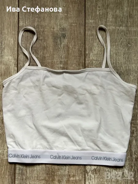 Бял спортен памучен топ 100% памук Calvin Klein, снимка 1