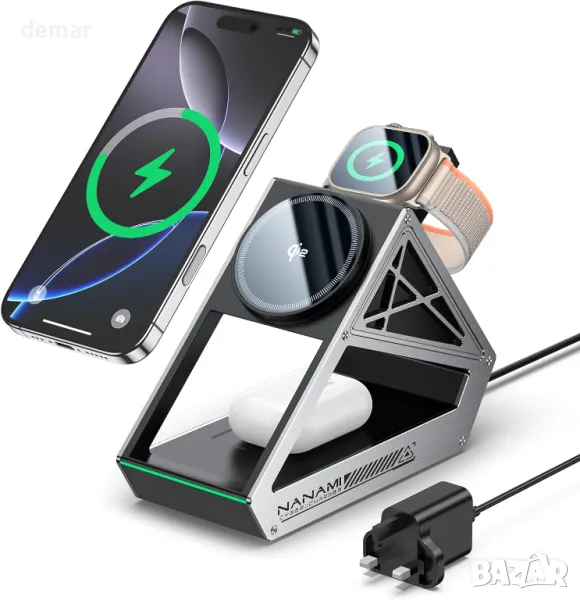 NANAMI Безжично зарядно устройство 3 в 1 за  iPhone, iWatch, AirPods, снимка 1