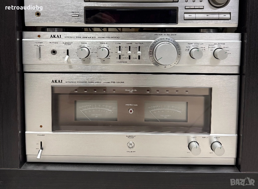 🔉Колекционерски аудио сет предусилвател + крайно стъпало AKAI PS - 200C + AKAI PS-120 M🔉, снимка 1