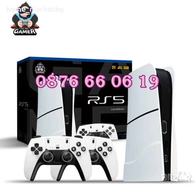 Игрова конзола RS5, 45 000+ игри, Два безжични джойстика, 4K HD, телевизионна игра, снимка 1