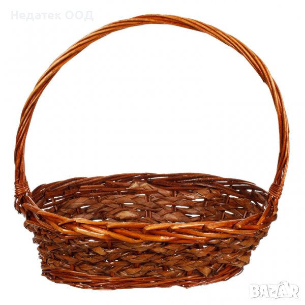 Великденска декорация, Плетена кошница с висока дръжка , Бамбук, 38x31x12 см, снимка 1