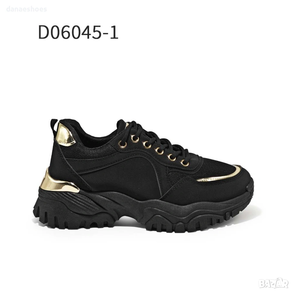 Дамски сникърси с груба подметка в черно , снимка 1