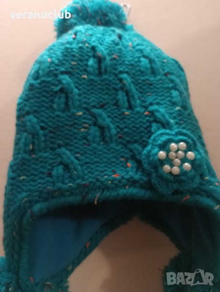 Шапка за момиче Зимна Синьо-Зелена, снимка 1