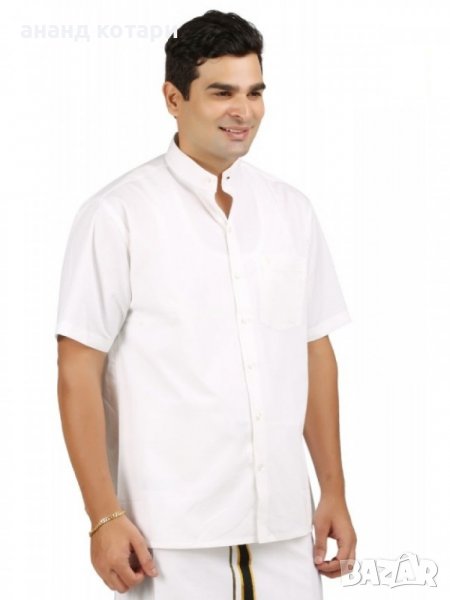 Индийска, мъжка, бяла риза с къс ръкав, снимка 1