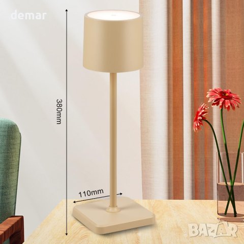 Безжична настолна LED лампа BKZO, IP54 алуминиева, бяла, розова, сива, снимка 6 - Лед осветление - 44105697