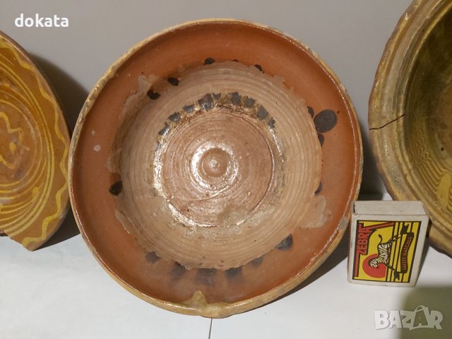 Стара глинена чиния, паница -3 броя., снимка 4 - Други ценни предмети - 44005468