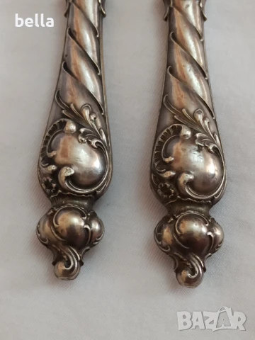 Комплект стари антикварни сребърни прибора за масло и др, снимка 2 - Антикварни и старинни предмети - 50840721