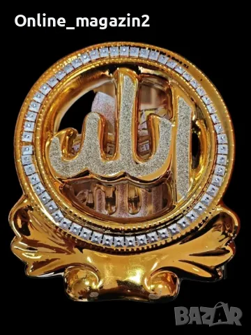 Луксозна статуетка с бляскави елементи в златисто, кръгла форма, снимка 1