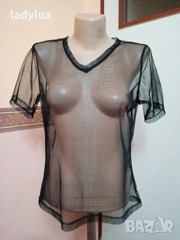 Тюлена Прозрачна Блузка, Размер S/M. Код 2095, снимка 1 - Тениски - 43298846