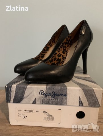 Обувки на ток черни Pepe Jeans естествена кожа, снимка 5 - Дамски обувки на ток - 42964202