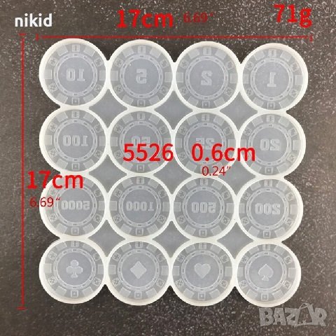 Казино покер жетони хазарт монети силиконов молд форма фондан шоколад смола, снимка 3 - Форми - 37463640