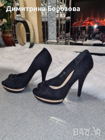 Дамски обувки набук на тънко токче, снимка 6 - Дамски обувки на ток - 43555446