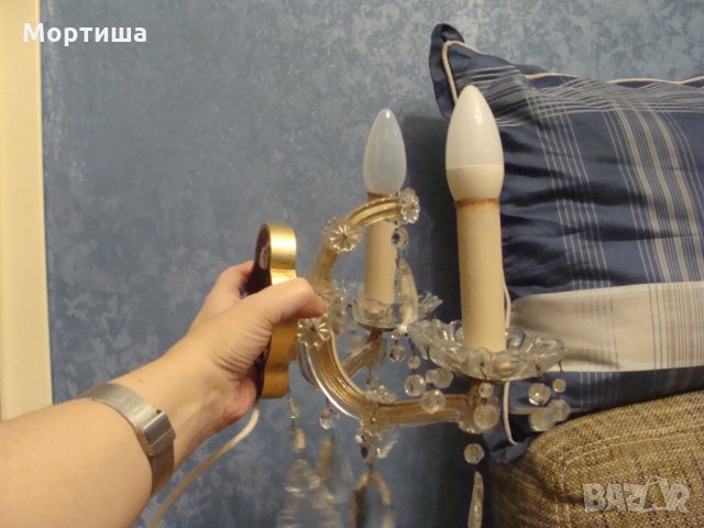 Стар кристален аплик нощна лампа , снимка 3 - Лампи за стена - 27286022
