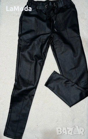 Дамски кожен панталон с връзки