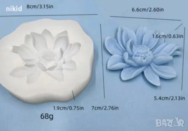 Цвете Лотус Лотос красиво силиконов молд форма фондан шоколад гипс смола декор, снимка 4 - Форми - 49562384