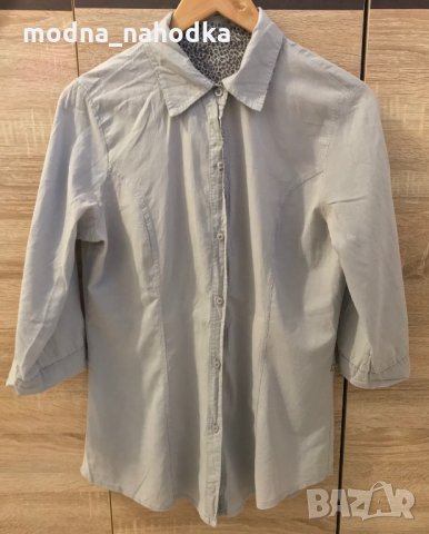 Сива дамска риза размер L, снимка 4 - Ризи - 35089576