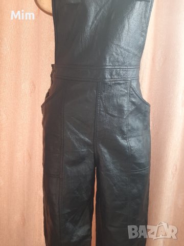 Н&М 40 Черен кожен гащеризон , снимка 3 - Гащеризони - 39702942