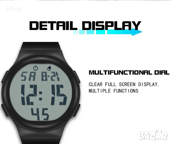 SANDA Моден мъжки електронен часовник с мека TPU каишка, голям LED екран, водоустойчив 2151, снимка 6 - Мъжки - 51383271