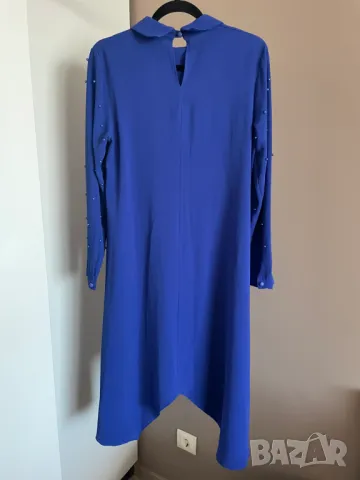 Kenza Синя рокля с перли на ръкавите, 40 EU, снимка 4 - Рокли - 48003064