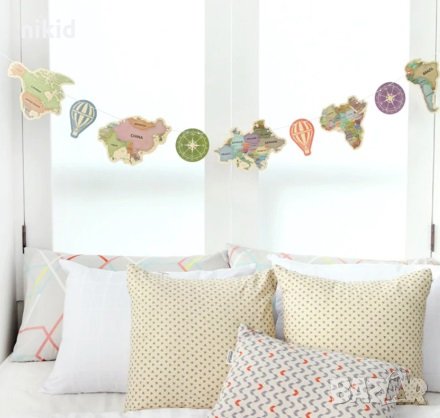 2 вида Световна Карта на света компас картонен Банер парти гирлянд декор рожден ден, снимка 2 - Други - 26859072