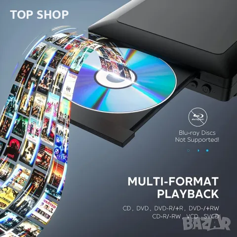Ceihoit DVD плейър HDMI за телевизор, мини 1080P HD DVD CD/диск плейър с HDMI/AV изход, вклю. кабели, снимка 5 - Друга електроника - 48494795
