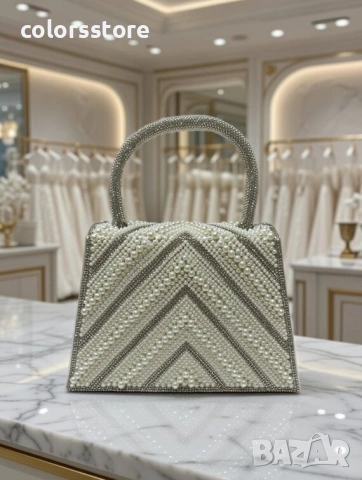 Дамска чанта - бяло със сребристо - ZY0721 , снимка 1 - Чанти - 48962553
