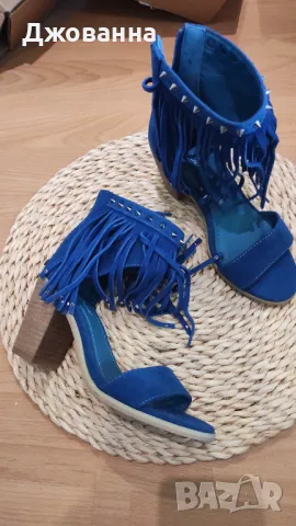 Естесвен велур номер 36 сандали на ток, снимка 1