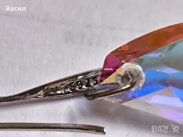 сребърни обеци с кристали Сваровски , снимка 7 - Обеци - 47972024