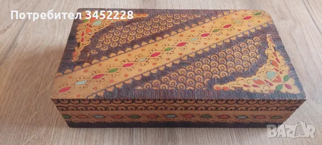 кутия дървена пирографирана , снимка 1