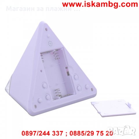 LED будилник и метеостанция с форма на пирамида светещ в 7 цвята, снимка 7 - Други стоки за дома - 28472198