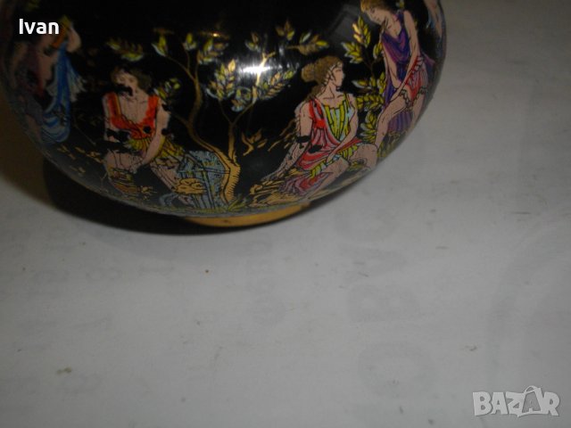 Малък Ръчно Рисуван Свещник-Керамика с Глазура-Гръцка Митология, снимка 6 - Други - 39821582