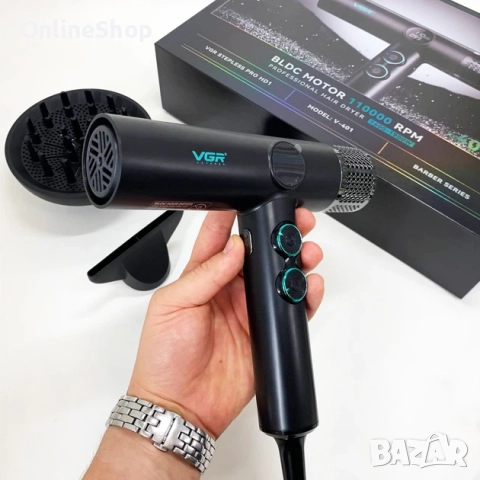 Професионален сешоар VGR с BLDC мотор 110 000 RPM – Йонна технология и дифузер, снимка 3 - Други - 52816266